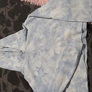 Tie die flowers hooded crop thin sweatshirt